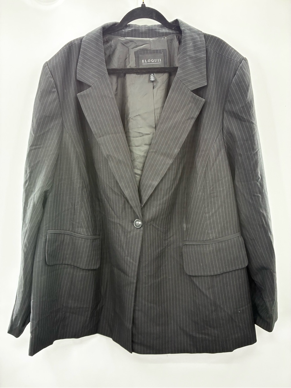 Eloquii Black Pinstripe Single-Button Blazer NWT Size 26